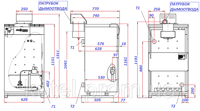 Розміри котла КТН 50 СЕТ
