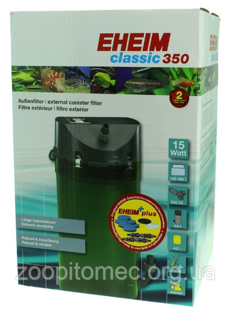 Зовнішній фільтр EHEIM (Эхейм) Сlassic 350 Plus класичний для акваріумів до 350 л + губки, крани, фото 1