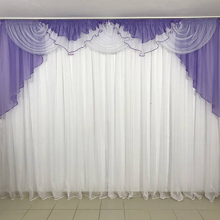 Ламбрекен шифоновий №103 на карниз 3-3,5 м бузок, фото 2