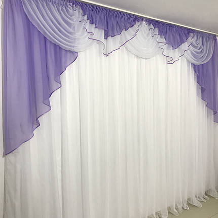 Ламбрекен шифоновий №103 на карниз 3-3,5 м бузок, фото 1