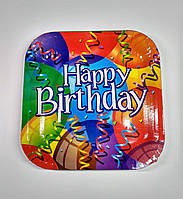 Тарілки квадратні одноразові паперові 5 шт., День народження