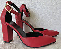 Mante! Красивые женские красные кожаные босоножки туфли каблук 10 см весна лето осень