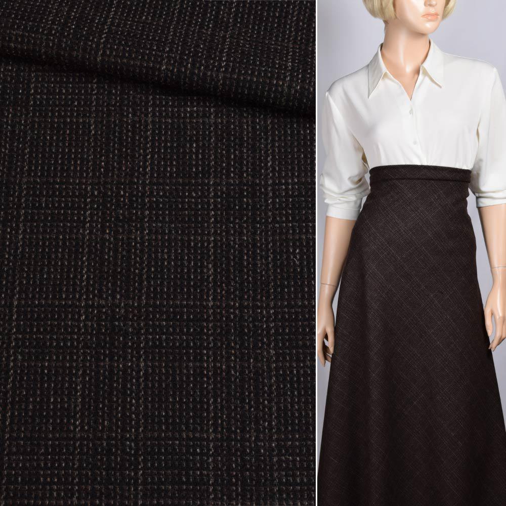 Вовна костюмна в клітку бежеву чорна, ш.152