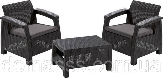 Комплект "Корфу вікенд 2" (2 крісла +стіл) антрацит 09119, фото 1