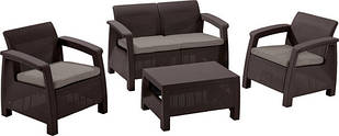 Комплект "Корфу вікенд 3" (диван + 2 крісла +стіл) коричневий (09117)