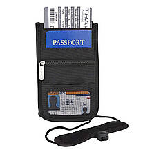 Дорожній гаманець-документниця на шию з Rfid захистом Travelon Deluxe Boarding Pouch, Black, Small