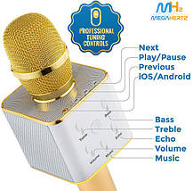 Бездротовий мікрофон караоке bluetooth 2 динаміки USB Q7 в чохлі, фото 3