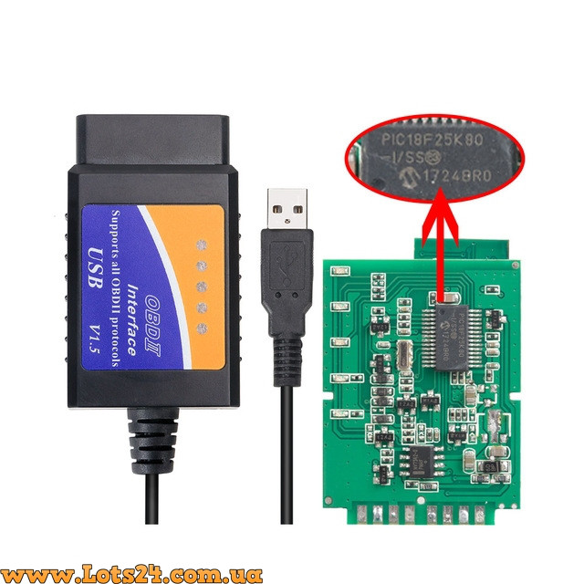 Автосканер usb elm327 2 плати версія v1.5 чіп pic18f25k80 діагностичний адаптер автосканер obd2 elm327 v1.5 USB