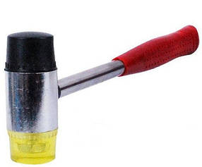 Молоток рихтувальний 35 мм із металевою ручкою, гумовий і поліуретановий змінні бойки Intert