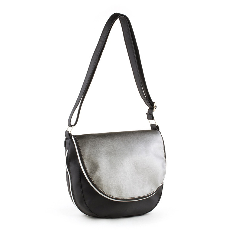 Сумка Daily з клапаном чорний флай зі сріблястим клапаном, фото 1