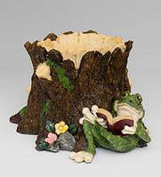 Кашпо Пень із жабою 18 см GG-4429 MC