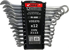Ключі ріжково-накидні набір 12 шт (6-22) VERKE (пластиковий чохол)