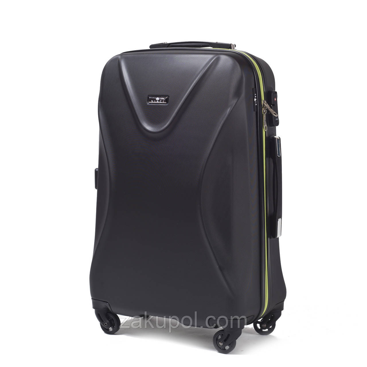Ультралегкий валізу VINCI 518 (ручна поклажа) Чорний/зелені замки