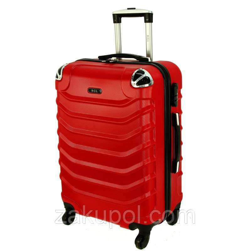 Дорожній чемодан RGL 730 полікарбонат з висувною ручкою на колесах Червоний, Малий