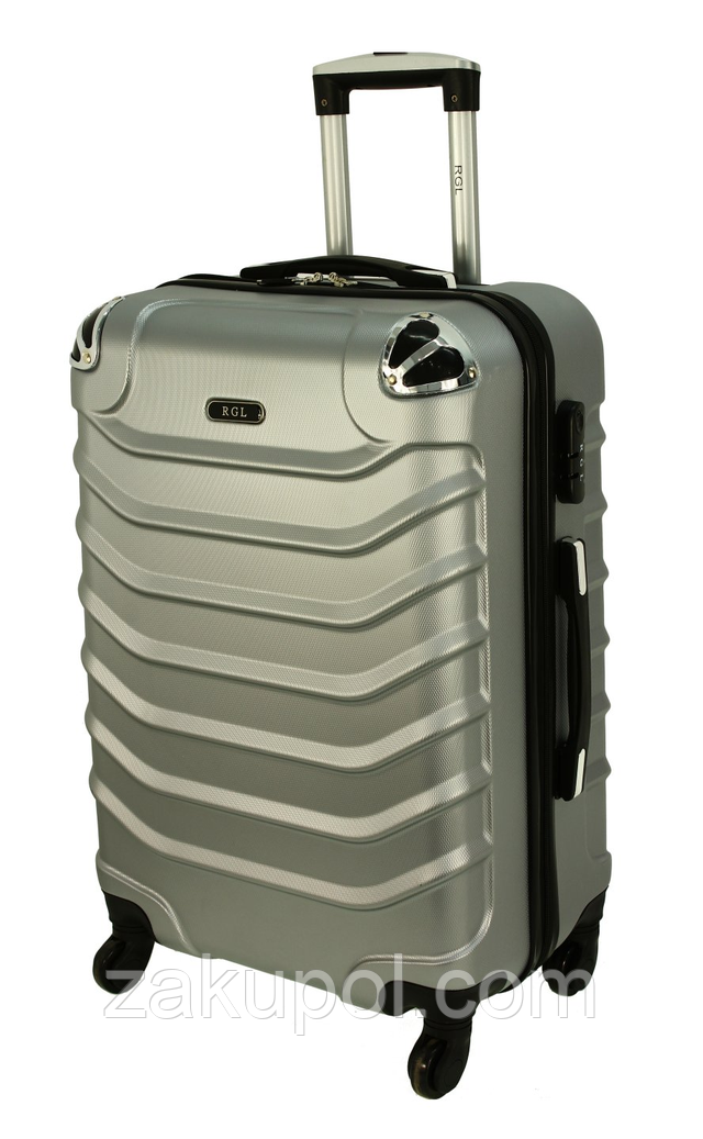 Дорожній чемодан RGL 730 полікарбонат з висувною ручкою на колесах Срібний, Малий