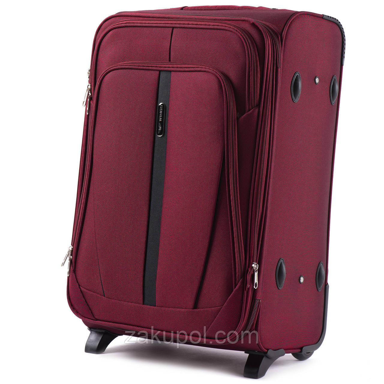 Валіза Wings 1706 тканин на 2 колесах, середня Бордова
