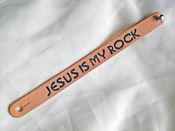 Браслет шкіряний "Jesus is my rock", фото 2