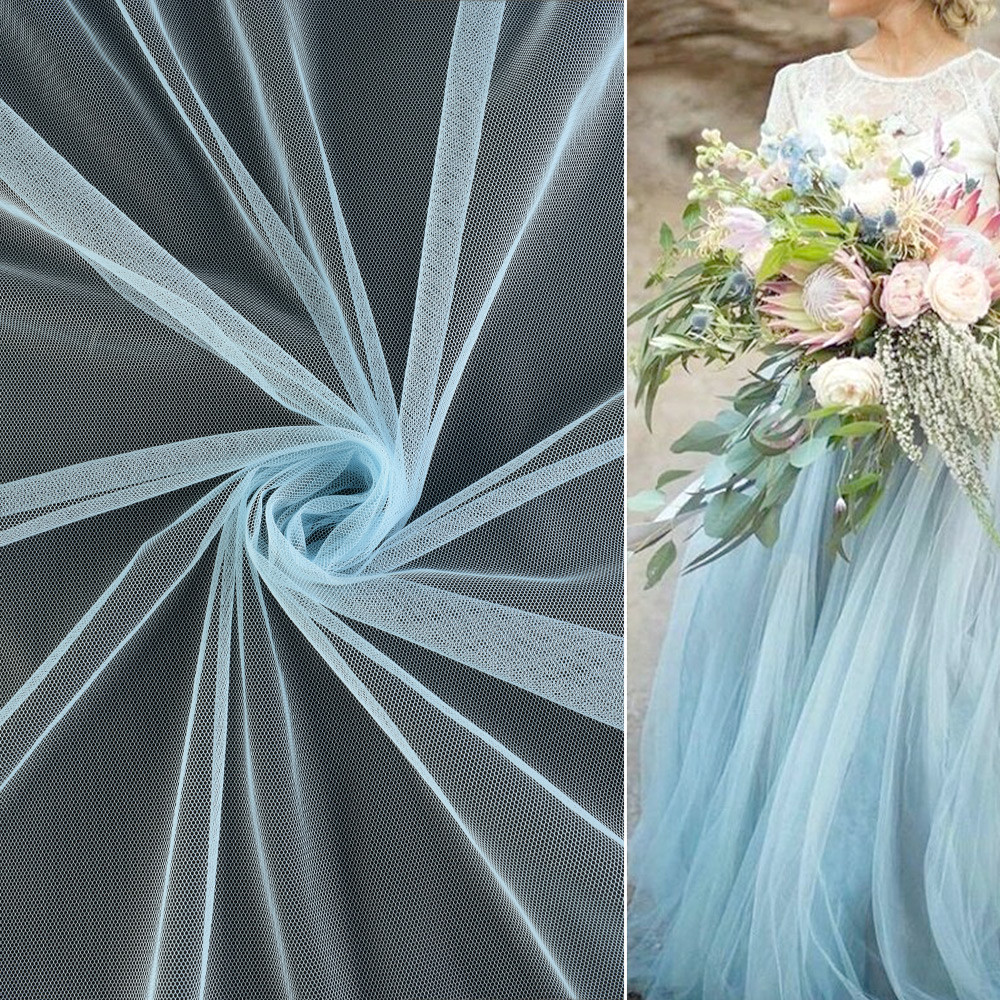 Сітка м'яка тонка блакитна бліда, ш.165