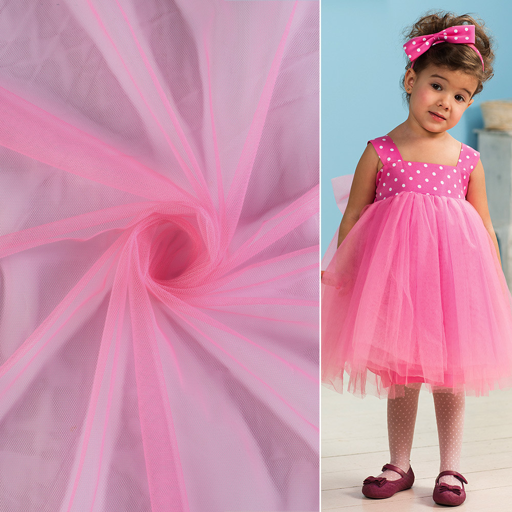 Сітка м'яка тонка рожевая чайна троянда яскрава, ш.170