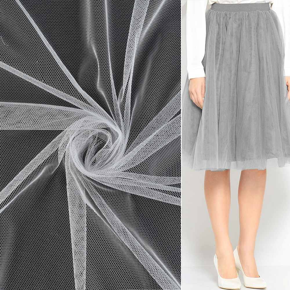 Сітка м'яка тонка сіра пастельна, ш.165