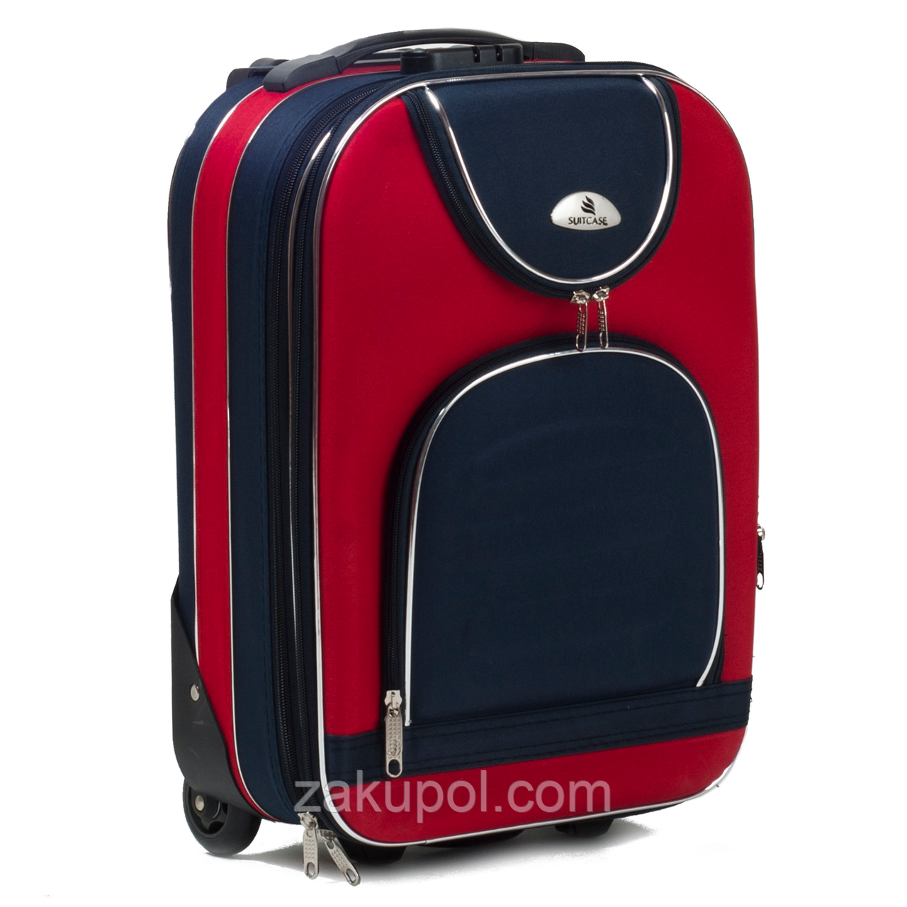 Валіза Suitcase 801 A, міні (ручна поклажа) Червоно-сині кишені