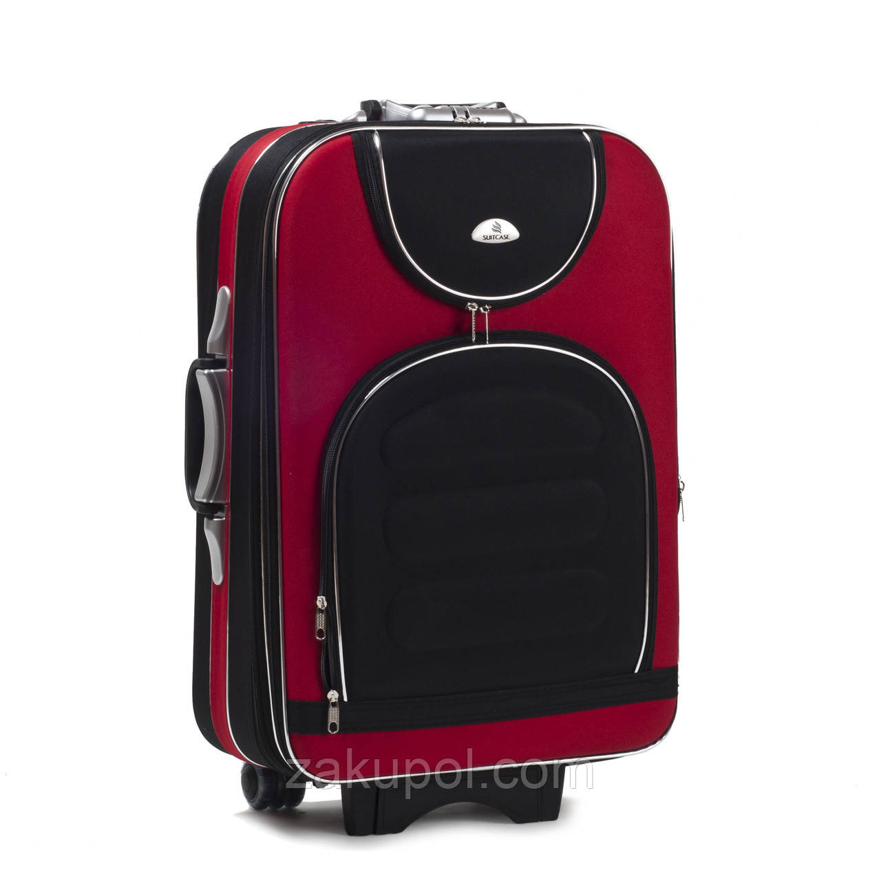 Валіза Suitcase 801 A, мала Червоно-чорні кишені