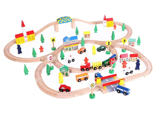 Купить Большая деревянная железная дорога ECOTOYS XXL100, цена 2140 ...