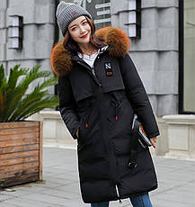 Жіноча зимова куртка, морочник двосторонній, капюшон хутро єнота., фото 2
