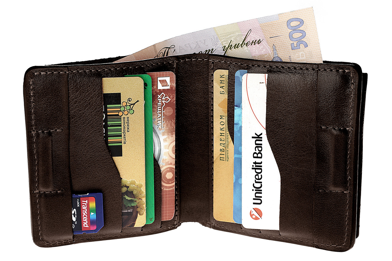 Портмоне з монетницею Grande Pelle Lettera 100х100х20 мм шкіра Sicillia шоколад, фото 1