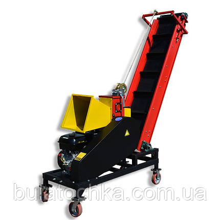 Подрібнювач гілок з конвеєрною стрічкою бензиновий двигун 18 л. с., фото 2