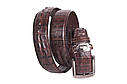 Чоловічий ремінь зі штучної шкіри під штани 230737 коричневий, фото 3