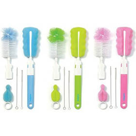 Комплект щіток BabyOno для миття пляшечок і сосок. Колір зелений