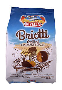 Печиво Divella Frollini Briotti з какао та вершками, 400 г.