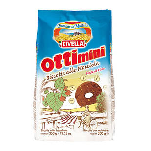 Печиво Divella Ottimini Alle Nocciole з фундуком, 350 гр.