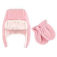 Набор шапка и рукавички 0-6,18-24, 36 мес. Hudson baby (США) розовый