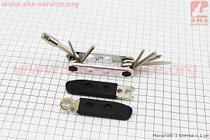 Ключ-набір 15предметов (шестигранники 2,2.5,3,4,5,6,8 мм, викрутки пряма і фігурна, гайкові ключі 8,9,10 мм,