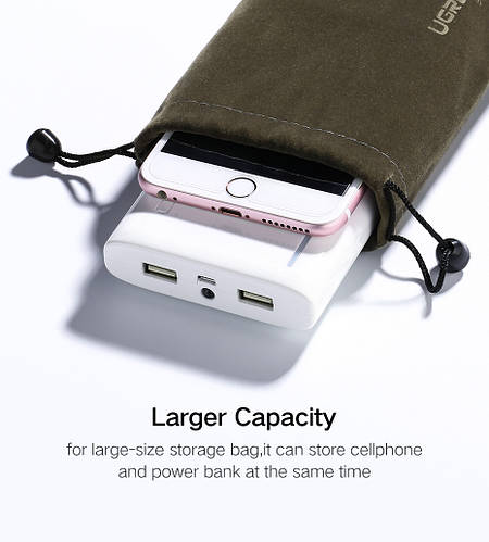Мешочек Ugreen бархатный для хранения телефона power bank 19*12СМ ...