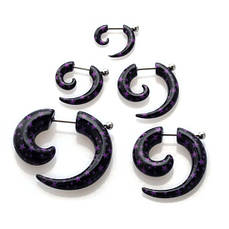 Фейк спіраль акрилова чорна (фіолетові зірки)