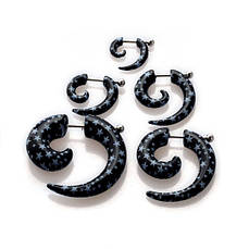 Фейк спіраль акрилова чорна (білі зірки)