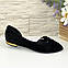 Жіночі чорні балетки на низькому ходу, натуральний замш, фото 2