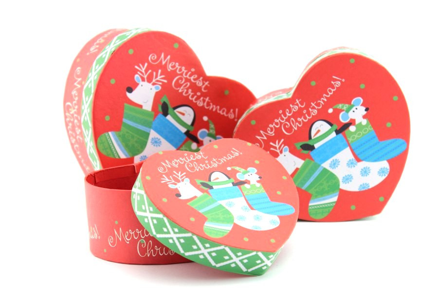 Подарочная коробка в форме сердца Новогодний Чулок 11.5 x 9.8 x 5.2 cм - фото 1 - id-p54912462