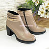 Черевики жіночі шкіряні на стійкому каблуці. Колір візон, фото 4