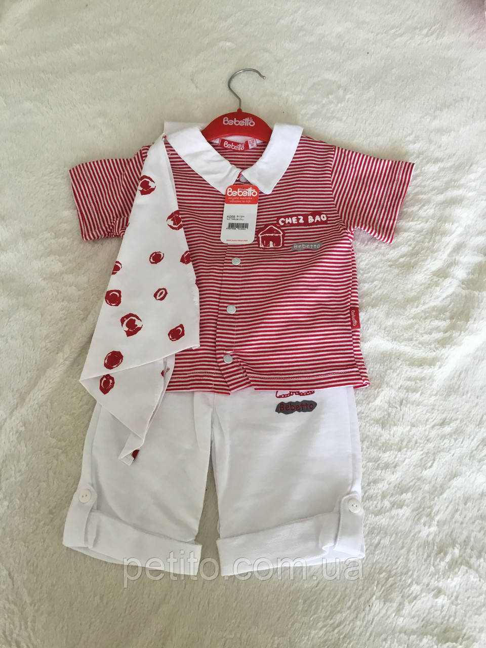 Літній костюм для дівчинки з смугастою футболкою, фото 1