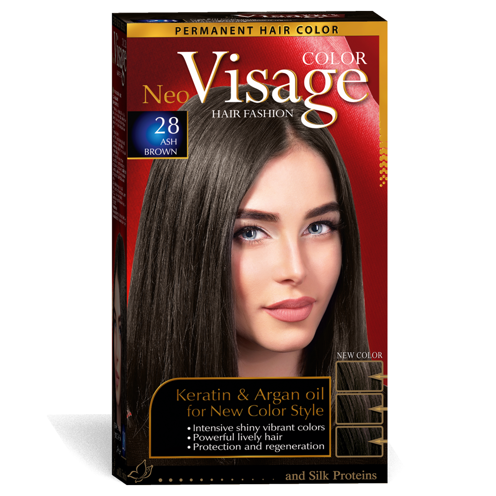 Стійка фарба для волосся Solido Cosmetics Visage 28 Попелястий коричневий 50/50/20 мл (4518028)