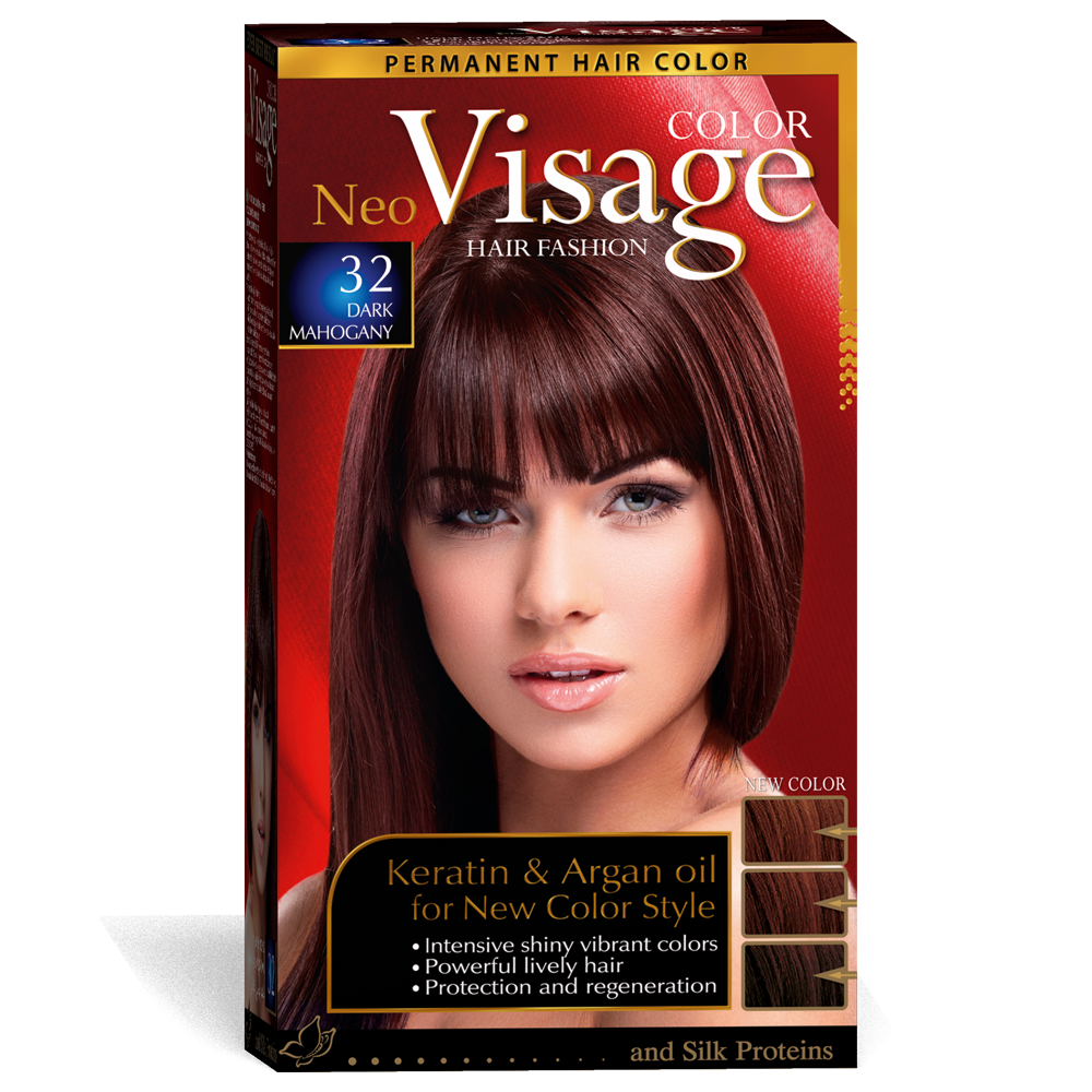 Стійка фарба для волосся Solido Cosmetics Visage 32 Темний махагон 50/50/20 мл (4518032)