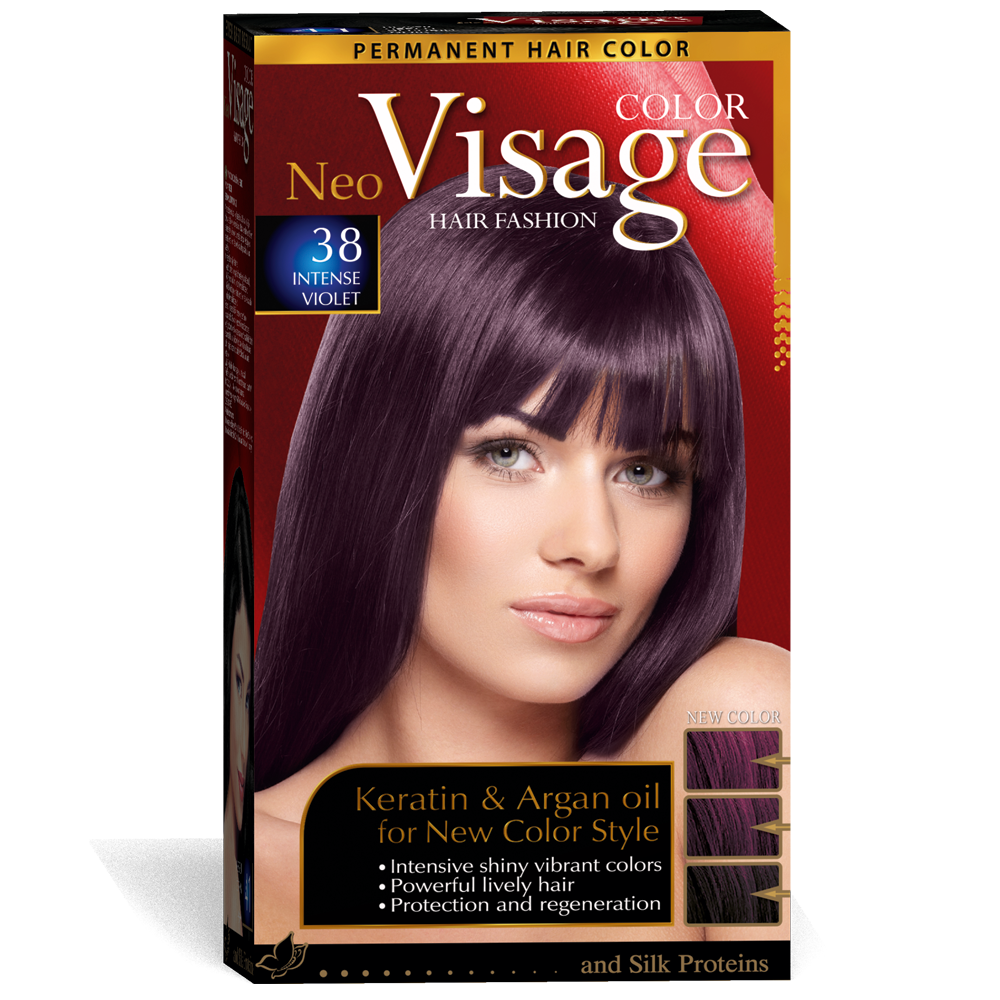 Стійка фарба для волосся Solido Cosmetics Visage 38 Насичений фіолетовий 50/50/20 мл (4518038)
