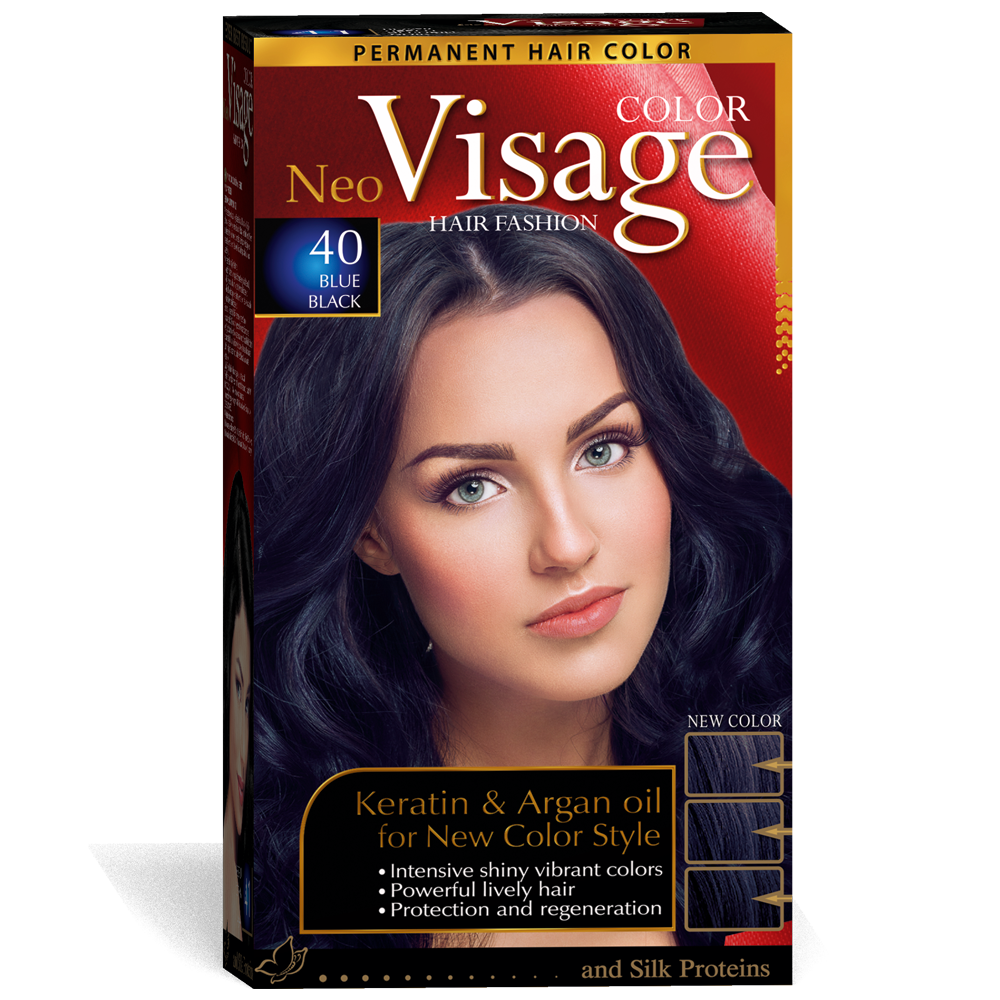 Стійка фарба для волосся Solido Cosmetics Visage 40 Синяво-чорний 50/50/20 мл (4518040)