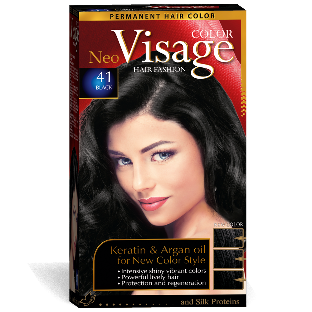Стійка фарба для волосся Solido Cosmetics Visage 41 Класичний чорний 50/50/20 мл (4518041)