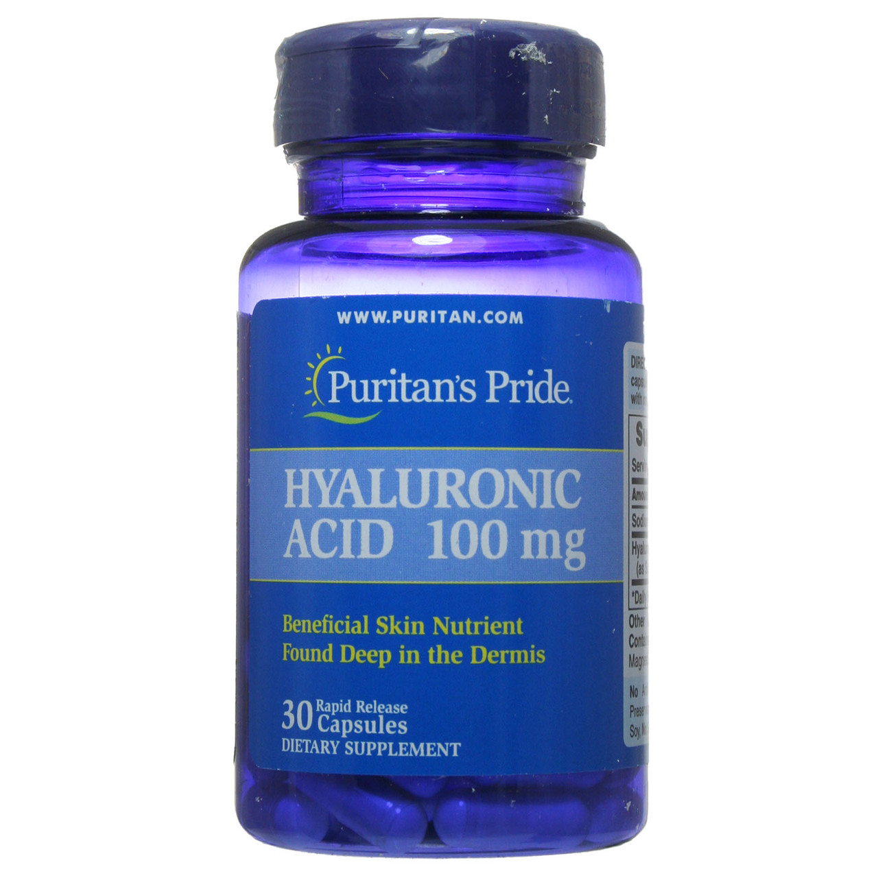 Гіалуронова кислота, Hyaluronic Acid, Puritan's Pride, 100 мг, 30 капсул, знижка