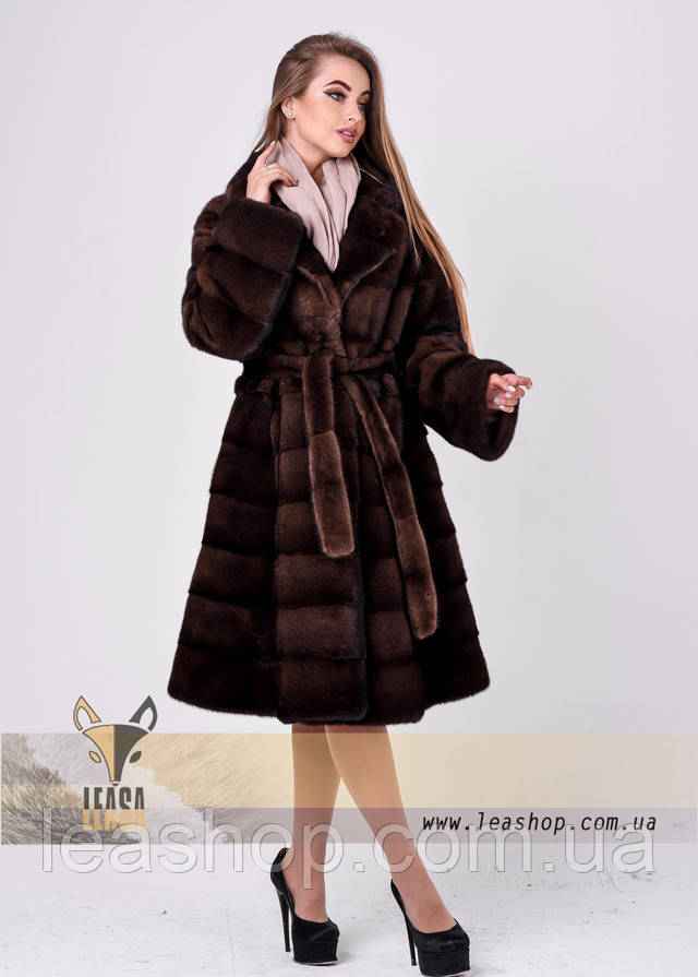Коричнева норкорвая шуба Sagafurs, ФОТО Шуба з кориневой норки Scanbrown, ФОТО